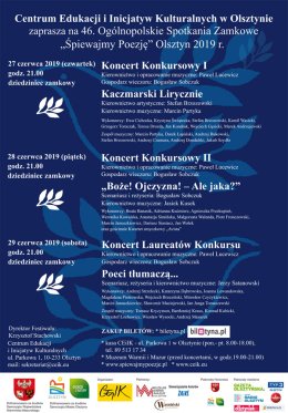 46. Spotkania Zamkowe - Śpiewajmy Poezję 2019: Koncert Laureatów Konkursu 2019