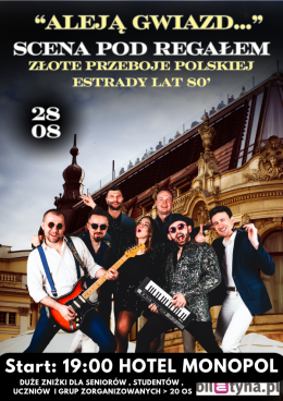 ”Koncert: Aleją Gwiazd - Złote polskie przeboje lat 80’ | pożegnanie wakacji | Scena pod Regałem”