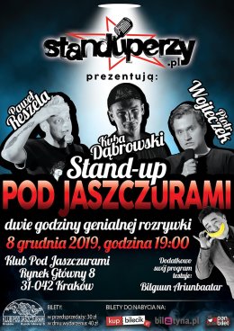 Stand-up Klub Pod Jaszczurami w Krakowie: Trzech Staduperów