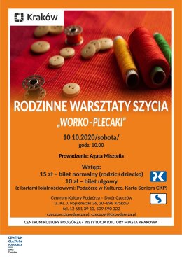 Warsztaty rodzinne - szyjemy worko-plecaki