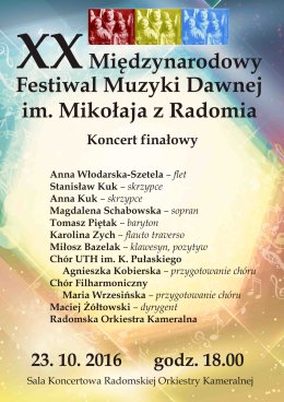 Międzynarodowy Festiwal Muzyki Dawnej im. Mikołaja z Radomia. Koncert Finałowy