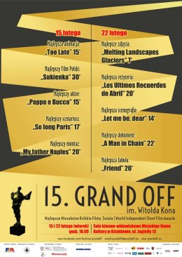 Filmy 15. edycji festiwalu Grand Off