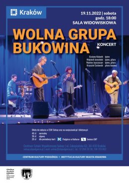 19.11.2022, godz.18.00 Koncert Zespołu Wolna Grupa Bukowina