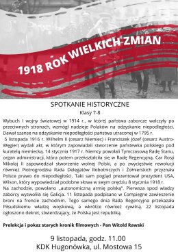 ROK 1918.ROK WIELKICH ZMIAN
