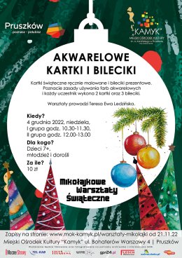 AKWARELOWE KARTKI I BILECIKI – MIKOŁAJKOWE WARSZTATY ŚWIĄTECZNE