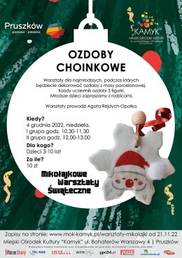 OZDOBY CHOINKOWE – MIKOŁAJKOWE WARSZTATY ŚWIĄTECZNE