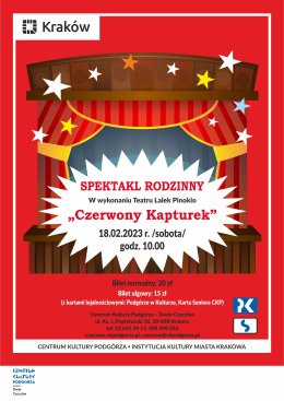 Spektakl rodzinny - Czerwony Kapturek oraz zabawa karnawałowa