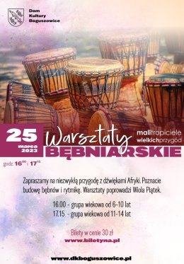 Mali Tropiciele Wielkich Przygód – Warsztaty Bębniarskie z Wiolą Piątek